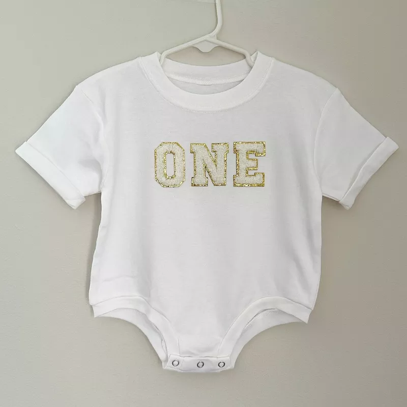 ‘one’ Bubble Romper White